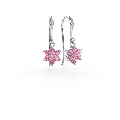 Drop earrings Dahlia 2 585 white gold pink sapphire 2.2 mm