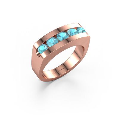 Men's ring Richard 585 rose gold blue topaz 4 mm