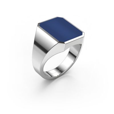 Signet ring Lars 4 585 white gold lapis 15x12 mm