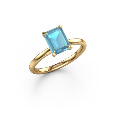 Verlovingsring Crystal EME 1 585 goud blauw topaas 8x6 mm