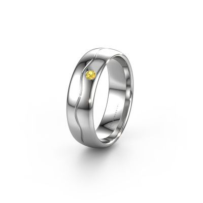 Wedding ring WH0701L36AP 950 platinum yellow sapphire ±0.24x0.07 in