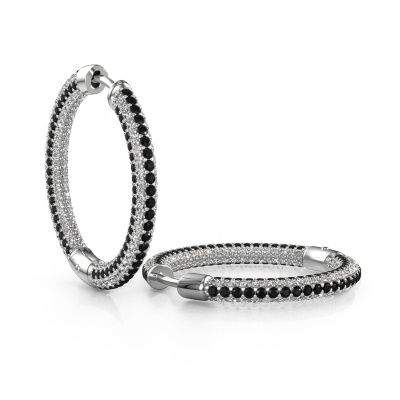 Hoop earrings Hope 20mm 585 white gold black diamond 3.775 crt