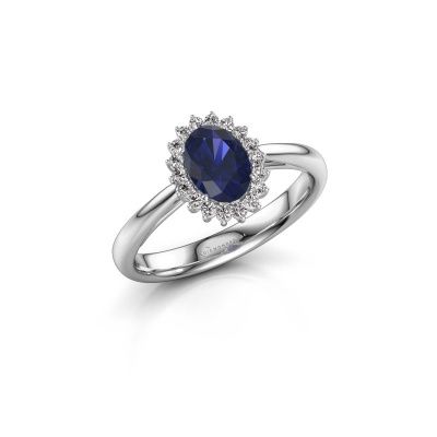 Engagement ring Tilly ovl 1 585 white gold sapphire 7x5 mm