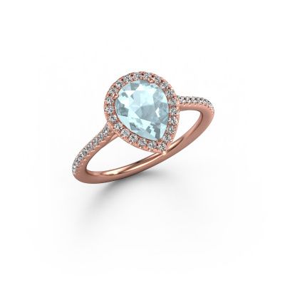 Engagement ring Seline per 2 585 rose gold aquamarine 8x6 mm
