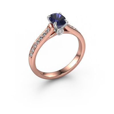 Engagement ring Valorie ovl 2 585 rose gold sapphire 7x5 mm
