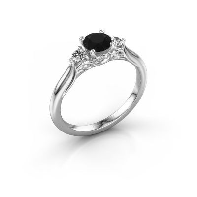 Engagement ring Laurian RND 585 white gold black diamond 0.80 crt