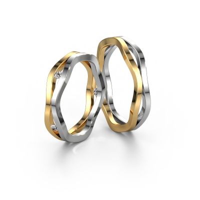 Wedding rings set WH2122LM ±5x2.4 mm 14 Carat gold diamond 0.03 crt