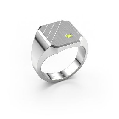 Signet ring Patrick 3 950 platinum peridot 2.5 mm