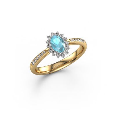 Engagement ring Tilly ovl 2 585 gold blue topaz 7x5 mm