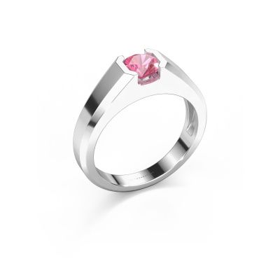 Heren ring Indigo 950 platina roze saffier 6 mm