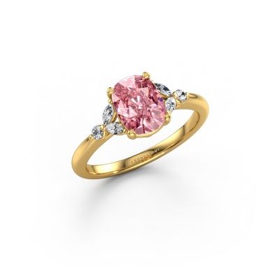 Engagement ring Megan CSH 585 gold pink lab grown diamond 8x6 mm