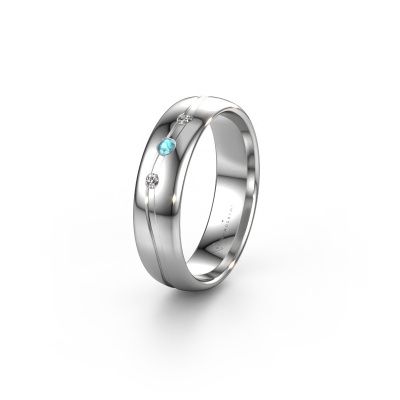 Bague d'amitié WH0907L35X 585 or blanc topaze bleue ±5x1.4 mm