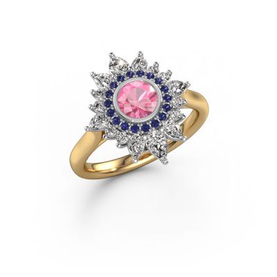 Bague de fiançailles Tianna 585 or jaune saphir rose 5 mm