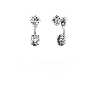 Pendants d'oreilles Kate RND-OVL 950 platine diamant 2.80 crt