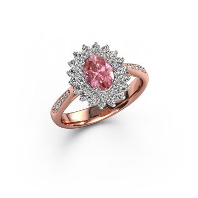 Engagement ring Alina 2 585 rose gold pink lab grown diamond 7x5 mm