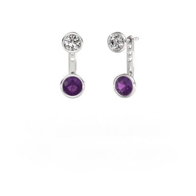 Boucles d'oreilles Halle 585 or blanc améthyste 6 mm