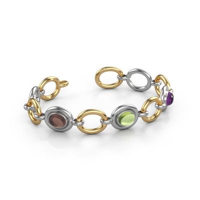 Link bracelet Maxima 3 585 white gold smokey quartz 9x7 mm