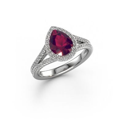 Verlobungsring Verla pear 2 950 Platin Rhodolit 8x6 mm