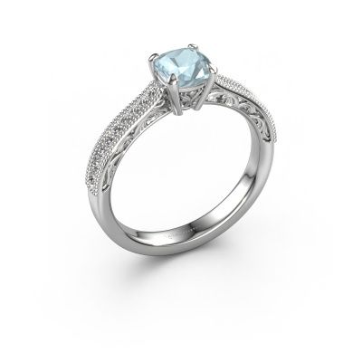 Verlobungsring Shonta CUS 585 Weißgold Aquamarin 5.5 mm