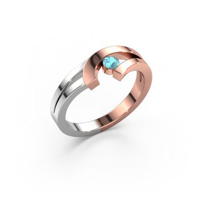 Ring Yentl 585 Roségold Blau Topas 3 mm