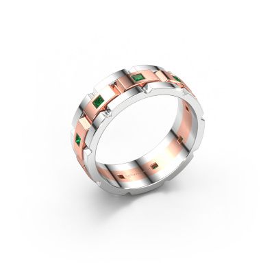Men's ring Ricardo 2 585 rose gold emerald 2 mm