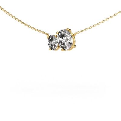 Pendant Toi et Moi OVL OVL 585 gold zirconia 8x6 mm