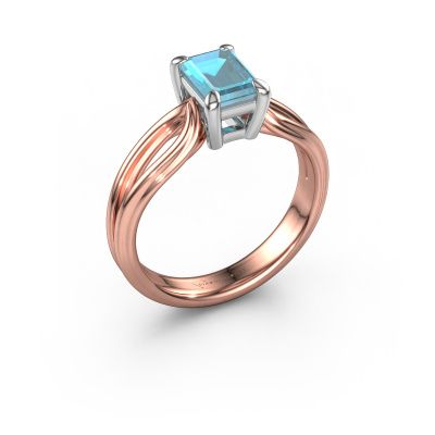 Engagement ring Antonia eme 1 585 rose gold blue topaz 7x5 mm