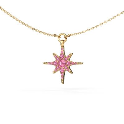 Halskette Star 585 Gold Pink Saphir 3 mm