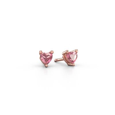 Stud earrings Garnet 585 rose gold tourmaline pink 4 mm