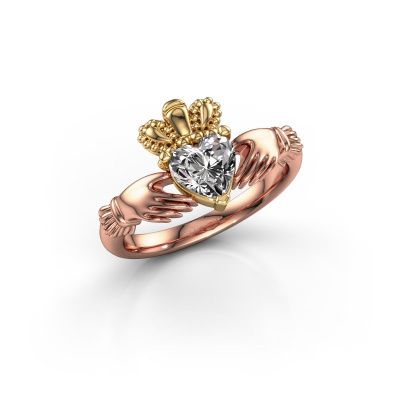Ring Claddagh 2 585 rosé goud diamant 0.80 crt