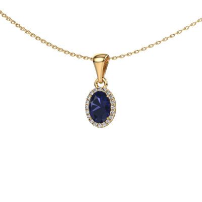 Pendant Seline ovl 585 gold sapphire 7x5 mm