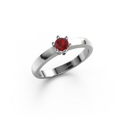 Engagement ring Luna 1 585 white gold ruby 3.7 mm