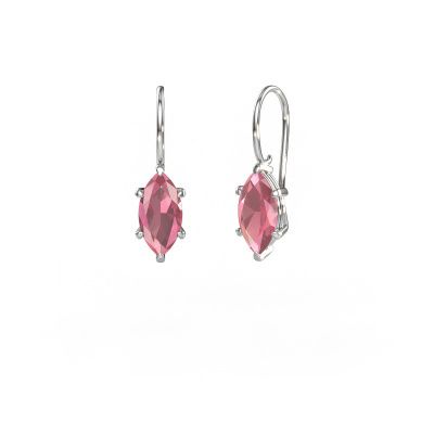 Drop earrings Cleo MRQ 585 white gold tourmaline pink 12x6 mm