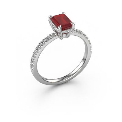 Engagement ring Saskia eme 1 950 platinum ruby 7x5 mm