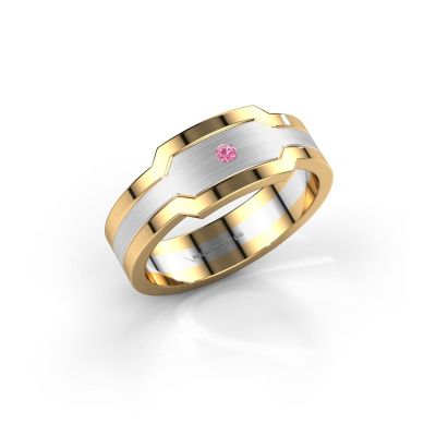Heren ring Guido 585 witgoud roze saffier 2 mm