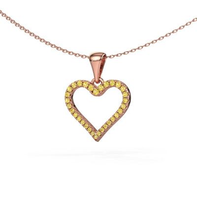 Pendant Heart 8 585 rose gold yellow sapphire 1 mm