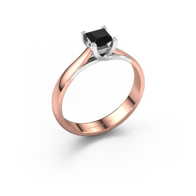 Engagement ring Mia Square 585 rose gold black diamond 0.48 crt