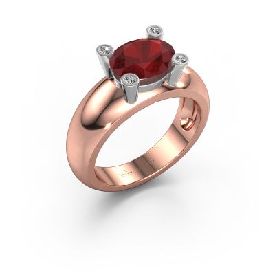 Ring Tamara OVL 585 rose gold ruby 9x7 mm