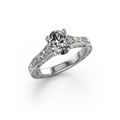 Engagement ring Mallory ovl 950 platinum zirconia 8x6 mm