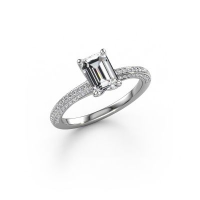 Verlovingsring Elenore eme 585 witgoud lab-grown diamant 1.15 crt