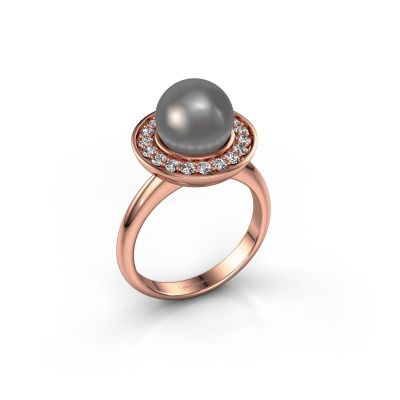 Ring Sarah 585 Roségold Grau Perl 9 mm