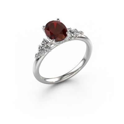 Engagement ring Emma OVL 585 white gold garnet 8x6 mm