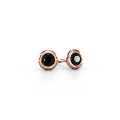 Clous d'oreilles Lieke RND 585 or rose diamant noir 0.60 crt