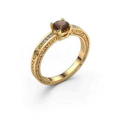 Bague de fiançailles Claudette 2 585 or jaune quartz fumé 5 mm