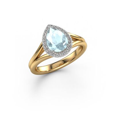 Engagement ring Verla pear 1 585 gold aquamarine 8x6 mm