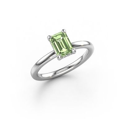 Engagement ring Simone EME 2 950 platinum green lab grown diamond 7x5 mm