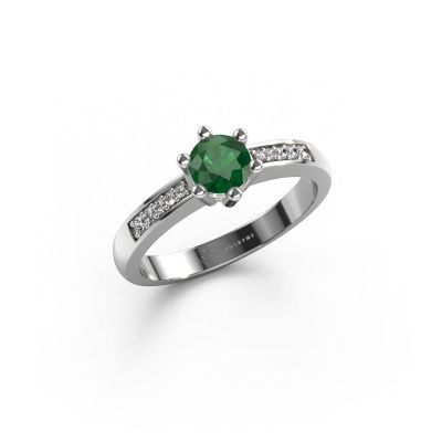 Engagement ring Luna 2 585 white gold emerald 5 mm