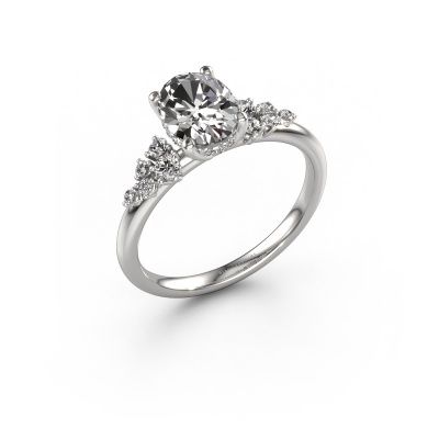 Engagement ring Emma OVL 585 white gold lab grown diamond 1.349 crt