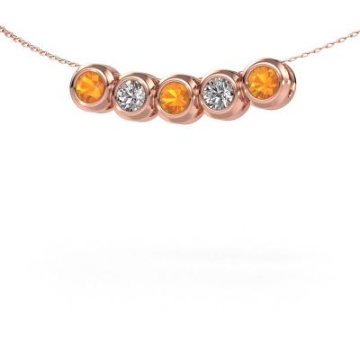 Collier Kim 5 585 or rose citrine 4 mm
