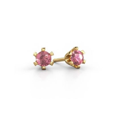 Stud earrings Shana 585 gold tourmaline pink 4 mm